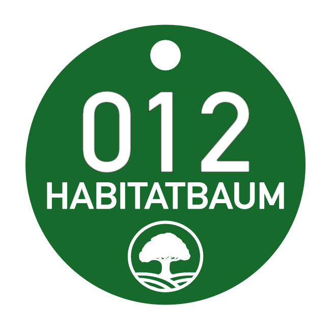 Habitatbaum geschuetzter Lebensraum, Logo Baum, Alu Plakette Baummarke, Muster grün