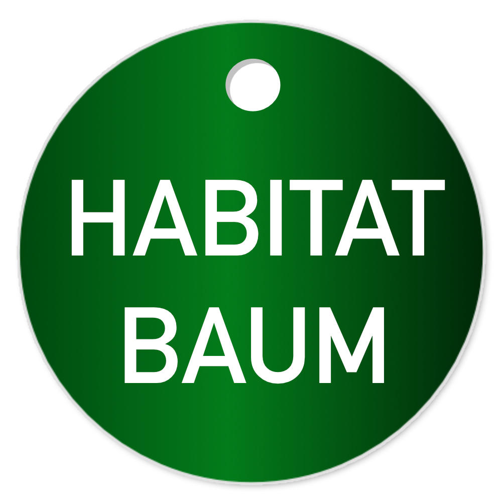 Habitatbaum Baumplakette, 30 mm rund, Aluminium, eloxiert, Stärke 1mm, Text, Laserbeschriftung