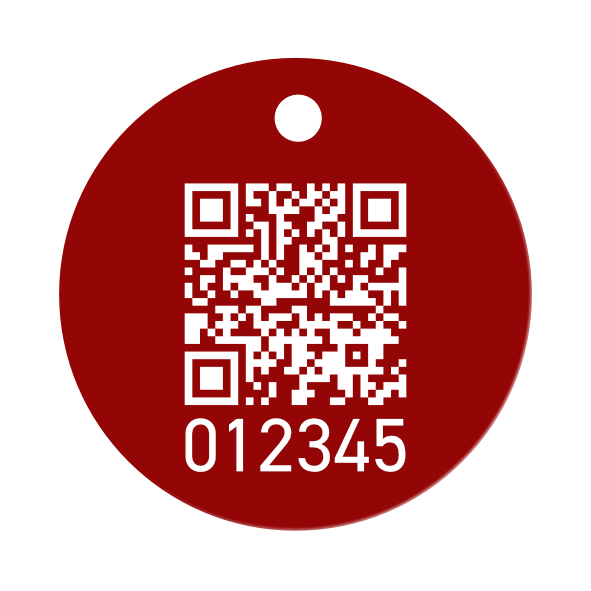 QR-Code Baummarke Ø 40 mm aus eloxiertem Aluminium mit Lasergravur