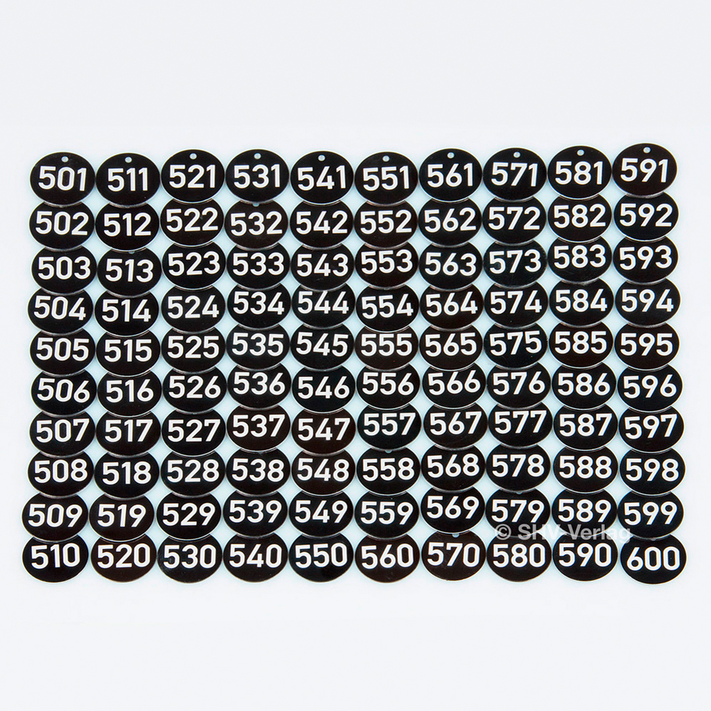 100 placas para árboles d=35 x 1 mm, grabado láser, numeradas del 001 al 1000, aluminio anodizado, negro