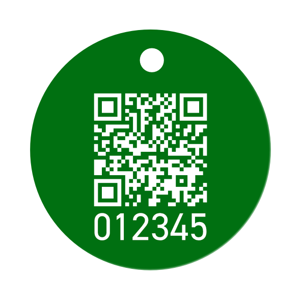 QR-Code Baummarke Ø 40 mm aus eloxiertem Aluminium mit Lasergravur