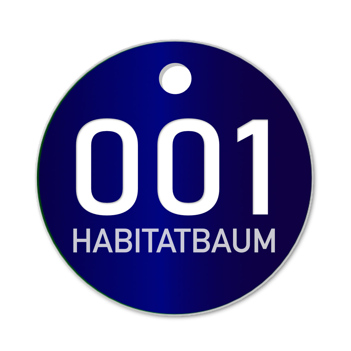 Habitatbaum Baummarke, Alu Plakette blau eloxiert, ø 40mm
