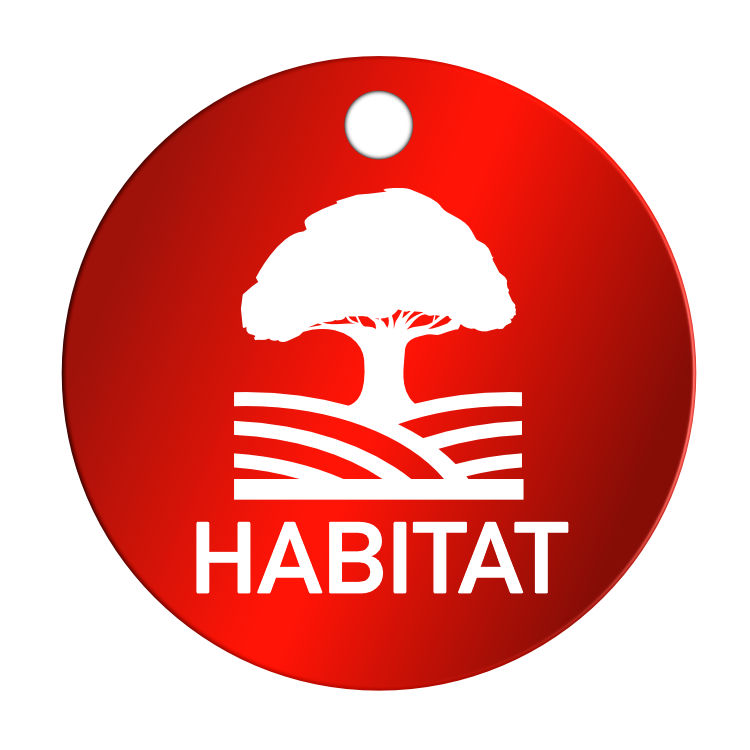 Habitat Baum, Logo Baum, Alu Plakette Baummarke, Muster rot